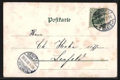 Lithographie Strassburg i. E., St. Thomas-Kirche, Gutenberg-Denkmal