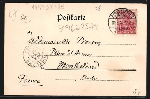 AK Schlettstadt, Kornmarkt mit Kirche