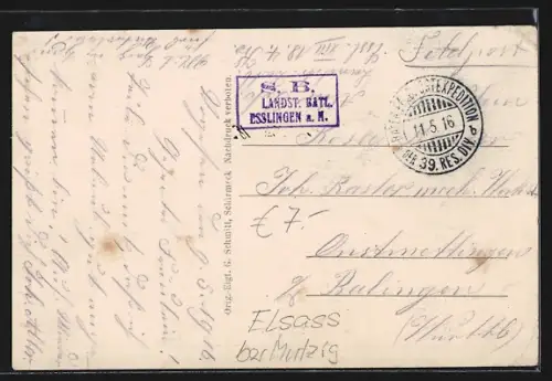 AK Salzern, Ansicht mit Kirche aus der Ferne