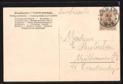 AK Niederhaslach i. Els., Kirche, Rathaus mit Denkmal