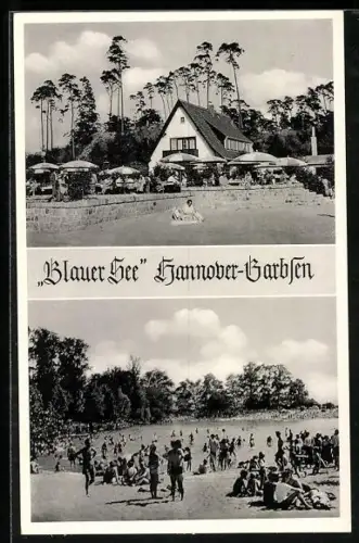 AK Hannover-Garbsen, Blauer See, Strandbad u. Auto-Rast-Gasthaus