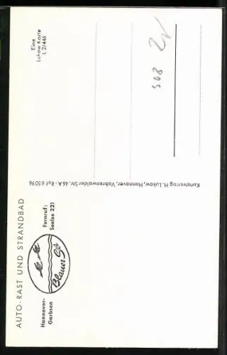 AK Hannover-Garbsen, Blauer See, Strandbad u. Auto-Rast-Gasthaus