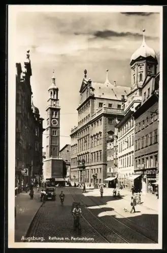AK Augsburg, Rathaus mit Perlachturm