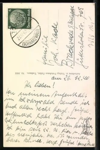 AK Todtnau /Schwarzwald, Ortsansicht mit Kirche und verschneiten Bergen