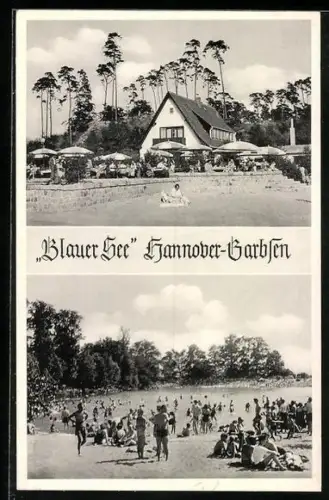 AK Hannover-Garbsen, Blauer See, Strandbad, Auto-Rast, Ausflugslokal