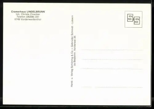 AK Vorderweidenthal, Lindelbrunnhaus, Cramerhaus des Pfälzerwald-Vereins, Gaststätte