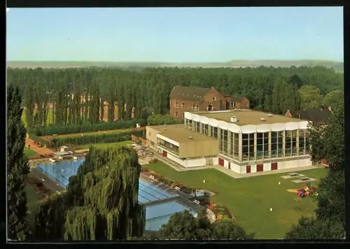 AK Grevenbroich, Schlossbad aus der Vogelschau