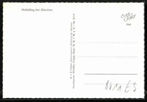 AK Hofolding bei München, Luftaufnahme des Ortes und umliegender Felder