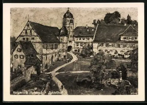 Künstler-AK Haigerloch /Hohenz., Schlosshof