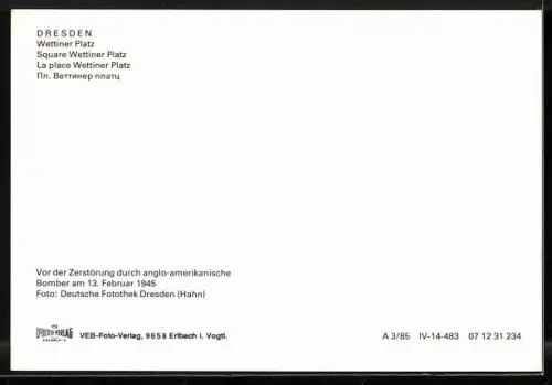 AK Dresden, Wettiner Platz, Luftaufnahme vor 1945