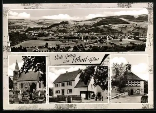 AK Ulmet /Glan, Ortspanorama, Kirche, Gemischtwaren Graf-Drumm
