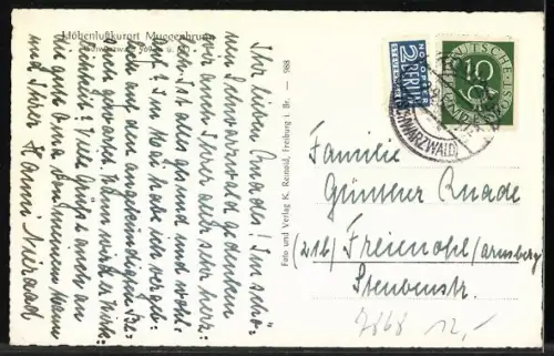 AK Muggenbrunn /Schwarzwald, Dorfansicht, Schwarzwaldhöfe