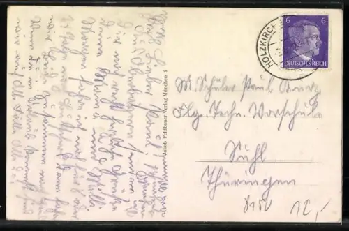 AK Holzkirchen /Obb., Blick auf Kirche und Alpenkette