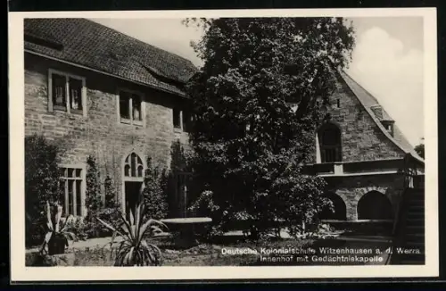 AK Witzenhausen a. d. Werra, Deutsche Kolonialschule, Innenhof, Gedächtniskapelle