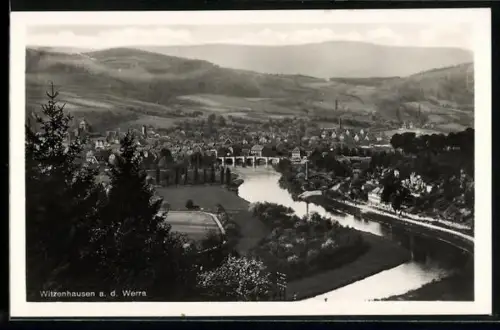 AK Witzenhausen a. d. Werra, Panorama mit Fluss und Stadtansicht