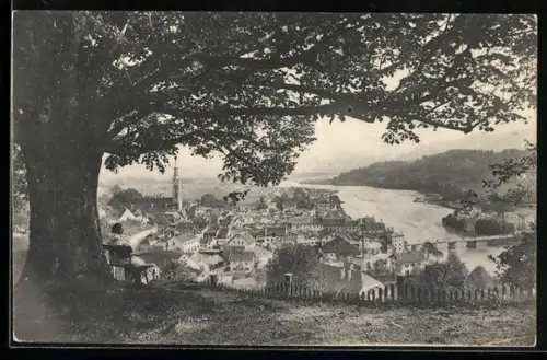 AK Bad Tölz, Stadtansicht mit Isar und Brücke
