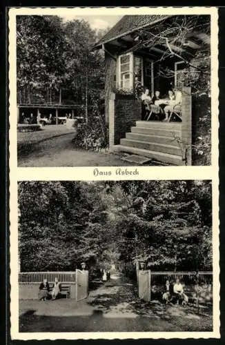 AK Braam über Hamm, Müttererholungsheim Haus Asbeck, Eingang, Terrasse