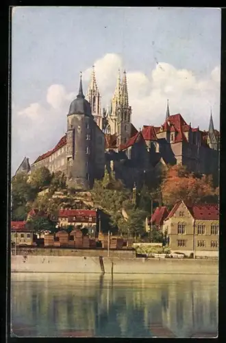 AK Meissen, Albrechtsburg, Dom, Elbseite