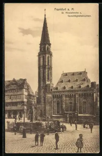 AK Alt-Frankfurt, St. Nicolaikirche, Gerechtigkeitsbrunnen