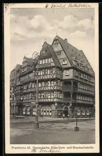 AK Alt-Frankfurt, Gasthaus Domschänke, Ecke Dom-und Braubachstrasse