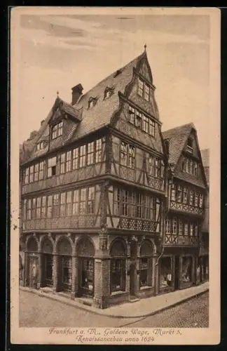 AK Alt-Frankfurt, Goldene Waage, Markt 5, Renaissancebau anno 1624