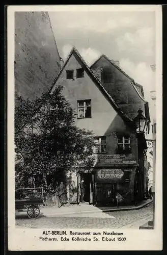 AK Berlin, Alt-Berlin, Restaurant zum Nussbaum, Fischerstrasse Ecke Köllnische Strasse