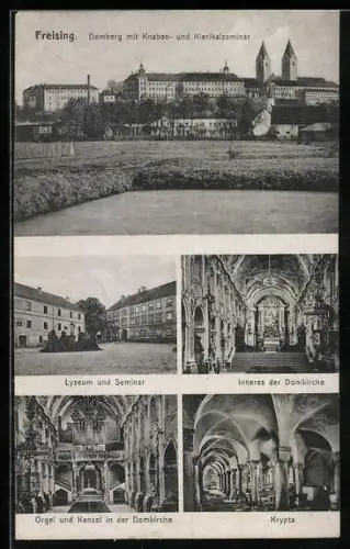 AK Freising, Domberg mit Knaben- und Klerikalseminar, Lyzeum, Domkirche, Krypta