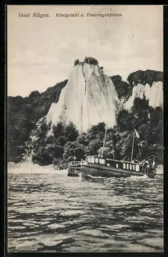 AK Insel Rügen, Königsstuhl, Feuerregenfelsen, Ausflugsboot