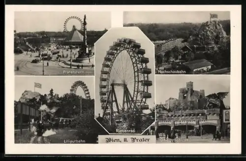 AK Wien, Wiener Prater, Hochschaubahn, Praterstern, Geisterschloss, 