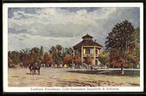 AK Wien, Prater, Lusthaus Freudenau, Café-Restaurant Jungwirth & Bolberitz