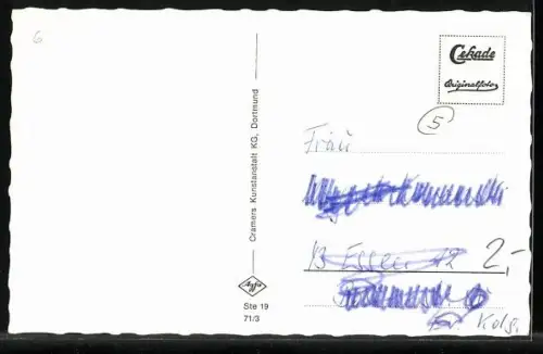 AK Essen-Steele, Ruhrbrücke mit Geschäftshaus Stauder Pil