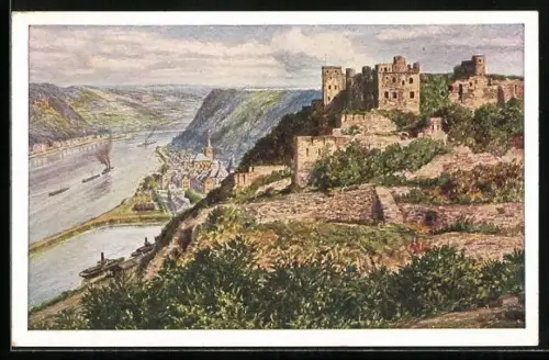 Künstler-AK St. Goar, Ruine Rheinfels