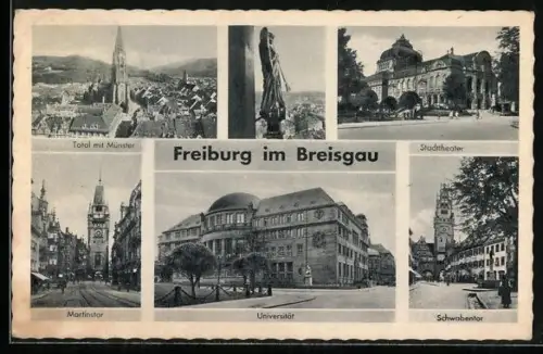 AK Freiburg im Breisgau, Universität, Schwabentor, Stadttheater