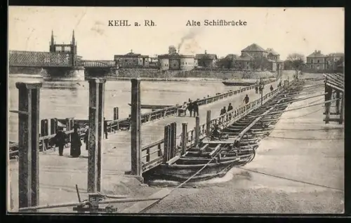 AK Kehl a. Rh., Alte Schiffbrücke