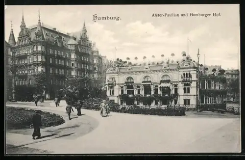 AK Hamburg-Neustadt, Hotel Hamburger Hof mit Alsterpavillon