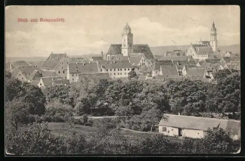 AK Donauwörth, Generalansicht mit Blick zur Kirche