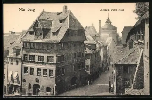AK Nürnberg, Albrecht Dürer-Haus mit Strassenpartie
