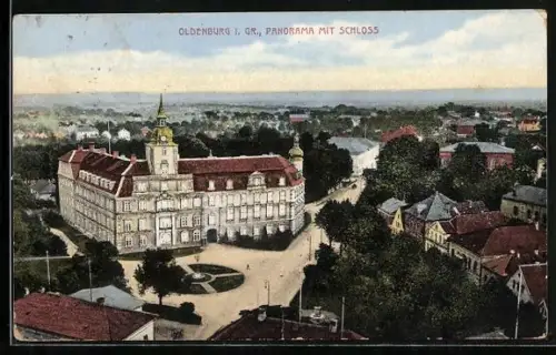 AK Oldenburg i. Gr., Schloss mit Strassenpartie