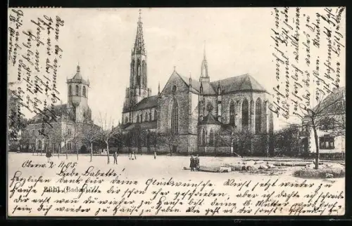 AK Bühl /Baden, Strassenpartie mit Kirche