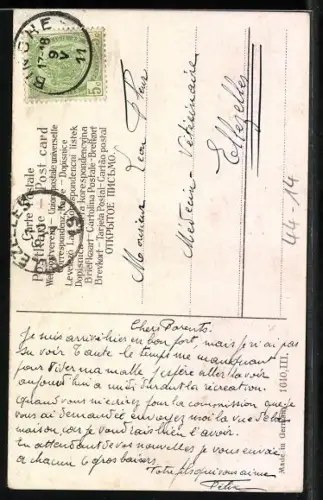 AK Kleines Paar mit blumengeschmückter Schaukel