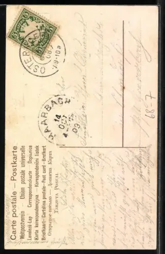 AK Mädchen auf Balkon mit weissen Tauben