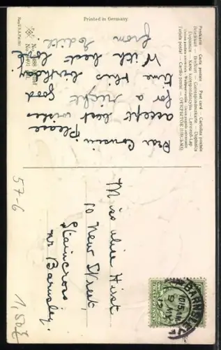 Präge-AK Vase mit Maiglöckchen, Geburtstagsgruss