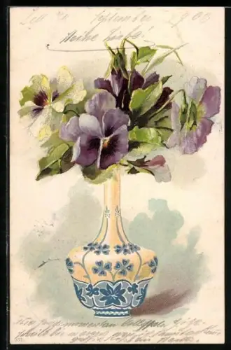 AK Strauss Veilchen in einer Vase