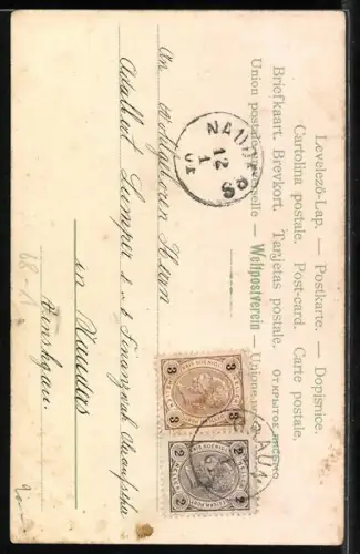 AK Seelige Jugend, Liebespaar auf Bank sitzend, Mädchen mit Fächer