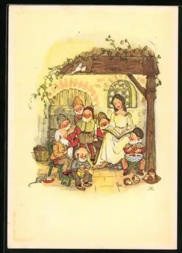 AK Schneewittchen und die sieben Zwerge in der guten Stube