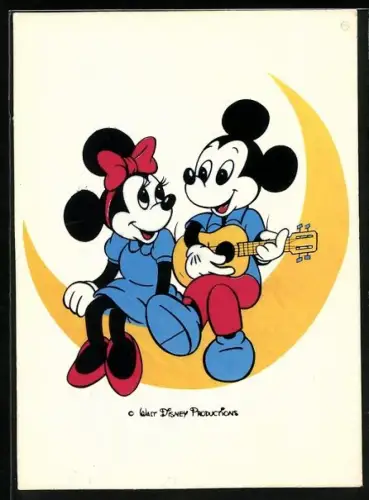 AK Micky Maus bringt Minnie Maus ein Ständchen mit Gitarre