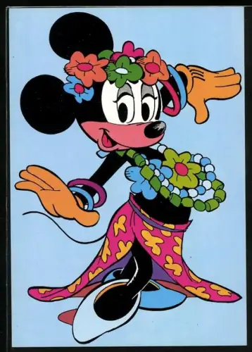 AK Minnie Maus tanzt im Hawaikostüm