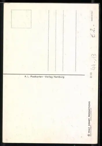 AK Donald Duck in einer Segeljolle auf dem Meer