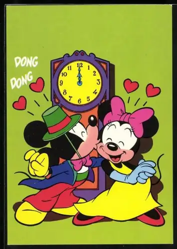 AK Micky Maus gibt Daisy ein Küsschen beim Jahreswechsel