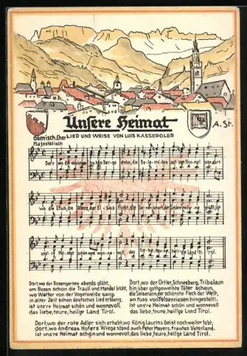 AK Unsere Heimat, Liedtext u. Noten, Luis Kasseroler, Stadt und Berge